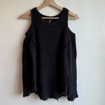 Free People Sunrise Cold Shoulder Waffle Knit Sweater in Black Size XS Photo 2