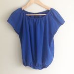 Cynthia Steffe Gathered Top Blue Polyester Size XS Photo 0