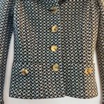 Diane Von Furstenberg  Jacket Teal & Grey Patterned Belted Blazer Sz 2 GUC Photo 6