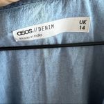 ASOS Denim Chambray V Neck Button Front Dress 3/4 Sleeve US 10 Photo 1
