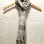 EXPRESS Striped Gray & White Blanket Scarf with Fringe Photo 4