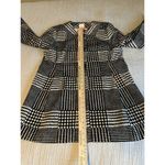 Sara Campbell Black and White Pattern Midi Coat Size L velvet texture Lined Size L Photo 4