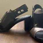 ANYI LU Handmade Italy Black & silver Metallic Leather Heel Size 8.5 slingback Photo 0
