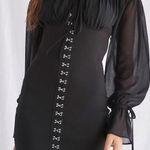 House Of CB Long Sleeve Eyelet Black Pirate Mini Dress Photo 3