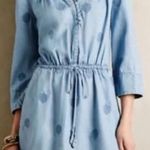 Holding Horses Anthropologie Plumage Embroidered Blue Chambray Shirt Dress Boho Photo 0