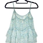 Forever 21  Floral Ruffle Sheer Sleeveless Tiered Tank Top Large Blue Yellow Photo 6