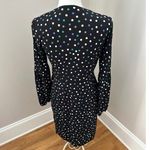 London Times  Dress Black Polka Dot Wrap Long Sleeve V Neck Tie Waist Midi Sz 12 Photo 1