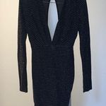 Monaco Plunge Long Sleeve Sparkly Mini Dress Size L Photo 0