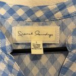 French Laundry  Blue Checkered button up Sleeveless Blouse Photo 1