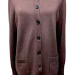 Talbots Brown Luxurious 100% Merino Wool Shawl Collar Sweater Sz L Work Warm Photo 0