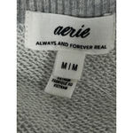 Aerie Cropped Sweatshirt Pleated Puff Sleeve Ribbed Trim Womens Gray Medium Photo 3