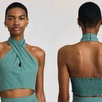 Derek Lam  10 Crosby Chaya Crop Top Halter‎ Size 8 Jade Green Smocked Back NEW Photo 12