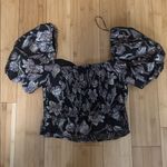 ASTR the Label NWT Sidney Brocade Metallic Floral Puff Sleeve Corset Top Photo 2