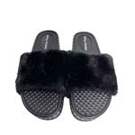 Dirty Laundry  Slide Shoes Size 9 Black Open Toe Sonny Fur Sandals Photo 2