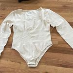None Cream Scoop Neck Long Sleeve Bodysuit Photo 0