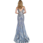 Jovani  3675 Embellished Elegant Blue Sequin Evening Gown in ink size 16 formal Photo 3