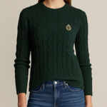 Ralph Lauren VTG Lauren Womens M Lambswool Cable Knit Crest Sweater Green Preppy Photo 0