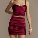 David's Bridal David’s Bridal Red Two Piece Satin Dress Photo 0