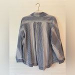 Skies Are Blue  Navy Blue and White Gingham Plaid  Button-Up Blouse Photo 2