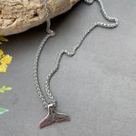 Whale Tail Stainless Steel Wheat Chain Necklace Silver Photo 1