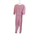 Madewell  Pink Linen Puff Sleeve Tassel Tie Jumpsuit‎ Size XL Photo 2