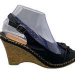 Anthropologie Seychelles Black Canvas Cork Wedge Size 8.5 Photo 0