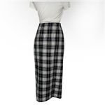 CAMBRIDGE COUNTRY Plaid Skirt Black White Wrap Fringe Edge Midi Size 6 VINTAGE Photo 1