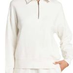 Vince Sweatshirt Womens Large Cream Pullover 1/2 Zip Cotton Blend Casual Tan Photo 0
