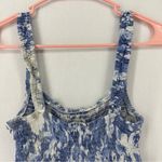 Olivaceous  Floral Print Smocked Cropped Top Size M Blue White Photo 6