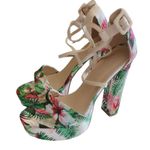 SHOE DAZZLE Skylar Tropical Oriental Floral Print Summer High Heels Sandal Photo 2
