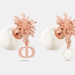 Christian Dior DIOR TRIBALES Earrings Matte Pink-Finish Metal and White Resin Pearls Photo 0