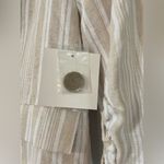 Ellen Tracy Linen Blend Striped Neutral 3/4 Sleeve Blazer Size Medium Coastal Photo 4