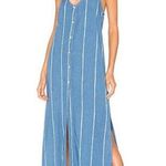 Bella Dahl  Chambray Striped Button Down Dress Women's Sleeveless White Blue S Photo 0