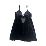 Frederick's of Hollywood fredrick’s of hollywood black faux velvet rhinestone trim mini slip dress slit L Photo 1