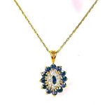 Sapphire and Diamond Vermeil Pendant & 14kt Yellow Gold Spring Clasp Necklace Photo 0