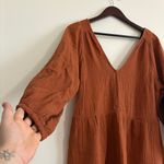 Madewell  Small Cotton Muslin Rust Midi Dress Photo 4