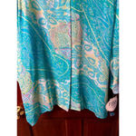VINTAGE NWT Tess Dress Sz 18 (runs small) Sheer Silk 1/2 Button Paisley Blouse Blue Size L Photo 3