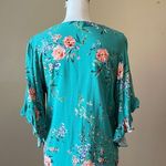 LC Lauren Conrad LAUREN CONRAD | Green Floral Blouse Sz L Photo 27