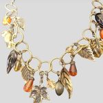 Vintage Autumn Leaf Gold Tone Necklace and Boho Earrings Set Photo 1