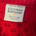 Kilronan Knitwear Red Merino Wool Cable Sweater Made in Ireland Chunky Small Photo 9