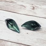 Vintage Earrings For Pierced Ears Green 3D Leaf Photo 7