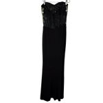 Blondie Nites Floral Embroidered Strapless Gown Black Mesh Corset Formal Dress Photo 2