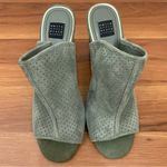 White House | Black Market “Mackenna” Green Suede Perforated Heels Mules Size 8M Photo 1