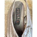 2 PREVATA Vintage 80s Pewter & Bronze Leather Woven Bottega Vibe Sandals 7 Photo 1