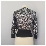 White House | Black Market Sequin Zipper Sweater Silver & Black Knit Bomber Jacket Photo 3