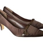 J. Loren Collection vintage brown fabric covered pumps with square toes size 8.5 Photo 1