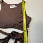 Princess Polly Jaye Top Brown Ribbed Wrap Crop Sz 0 Photo 6