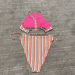 Hurley  Pink Orange Sunset Stripe High Neck Bikini Set, XS NWOT Photo 3