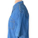 Vintage Sunbelt Denim Shirt Medium Wash Chambray Denim Short Sleeve Gold Stud Blue Photo 2