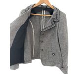 Weekend MaxMara Textured Tweed Ruffled Hem Linen Blend Blazer Size 12 Black Photo 3